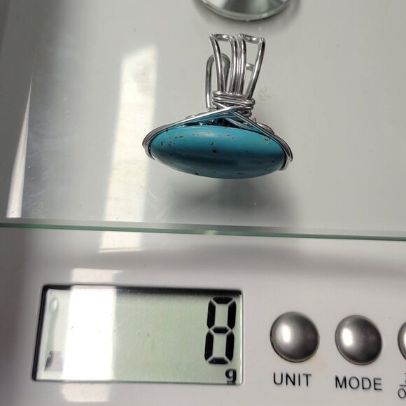 Turquoise Gemstone Ring Adjustable Stainless Steel Band, Handmade Turquoise Ring - Picture 10 of 10